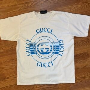 Gucci Men’s Large Print Crewneck Cotton Heavyweight Tee Size Medium